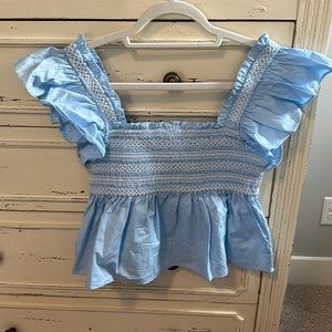 NWT TCEC blue tank top with white detailing Sz L